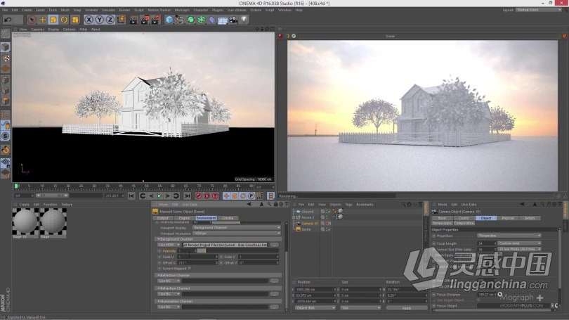 C4D与AE抽象概念六边形动画实例制作视频教程  福风灵感网 www.ffidea.com