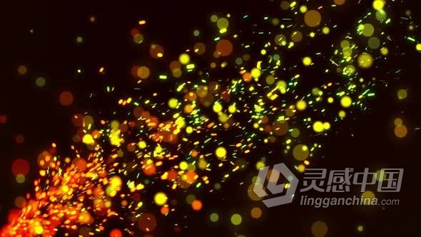 视频素材 飞行金色粒子火火花无缝循环动画背景视频素材下载  福风灵感网 www.ffidea.com
