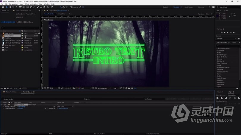 AE教程 AE创建万圣节恐怖复古效果文本动画视频教程  福风灵感网 www.ffidea.com