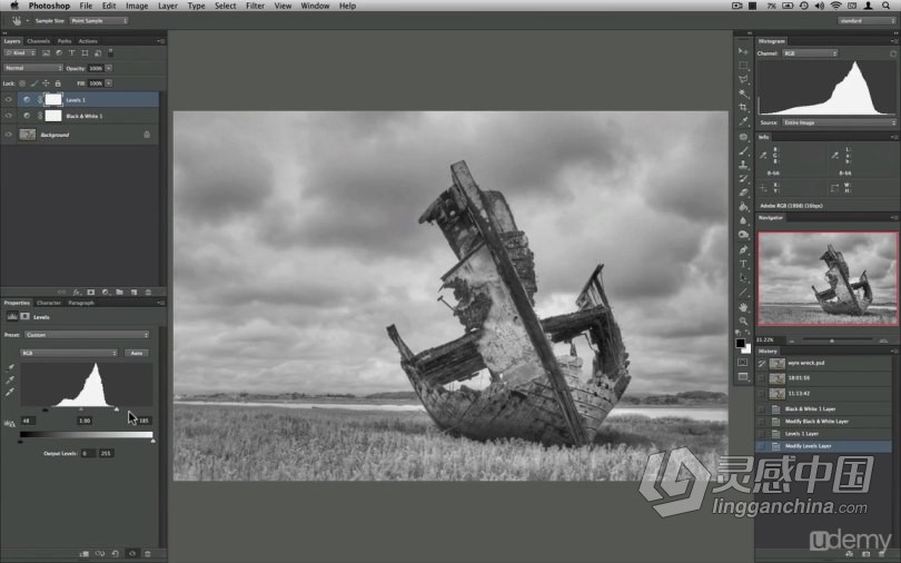 PS教程 恐怖阴森黑白效果人像摄影后期修饰处理视频教程  福风灵感网 www.ffidea.com