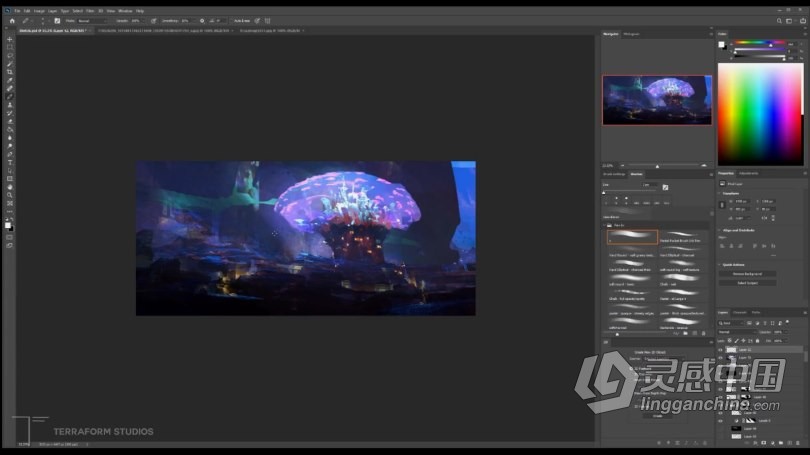 绘画教程 天空之城概念艺术数字绘画流程视频教程  福风灵感网 www.ffidea.com