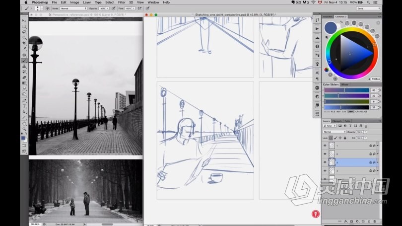 绘画教程 透视路径构建复杂场景技术训练视频教程  福风灵感网 www.ffidea.com