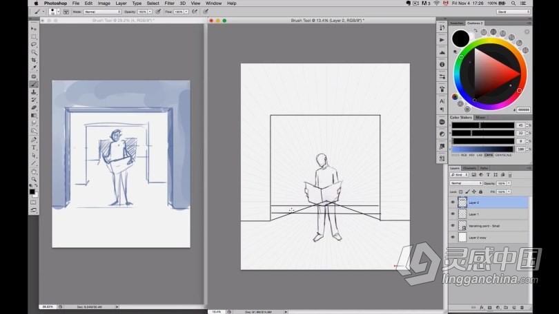 绘画教程 透视路径构建复杂场景技术训练视频教程  福风灵感网 www.ffidea.com