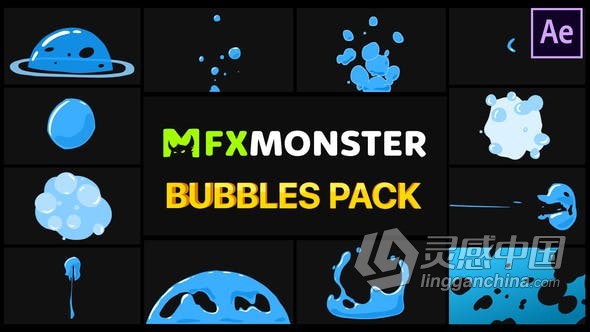 AE脚本预设包-12个卡通气泡包集合水泡泡气泡液体飞溅MG图形动画 FXM预设  福风灵感网 www.ffidea.com