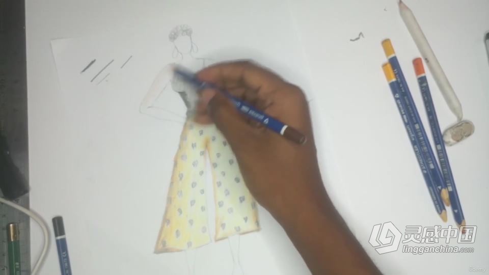 AI初学者时装设计草图到矢量插图创作过程工作流程视频教程  福风灵感网 www.ffidea.com