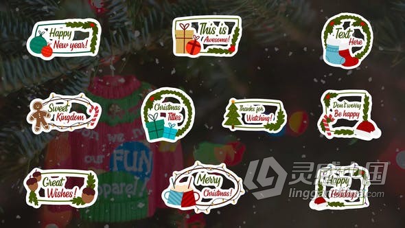 FCPX插件-10组圣诞节元素设计文字标题视频字幕 Christmas Titles FCPX  福风灵感网 www.ffidea.com