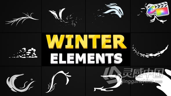 22组手绘冬季元素MG动画制作视频-FCPX插件 Hand-Drawn Winter Elements FCPX  福风灵感网 www.ffidea.com
