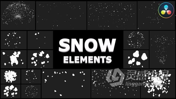 达芬奇模板-卡通手绘雪球和雪花过渡图形元素营造新年视频节目演示冬季氛围 Cartoon Snowflakes Pack DaVinci Resolve  福风灵感网 www.ffidea.com