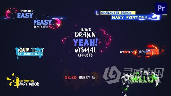 PR模板 卡通字幕动画模板8组爆炸漫画风格效果文字标题设计 Cartoon Titles &amp; Lower thirds Premiere Pro  福风灵感网 www.ffidea.com