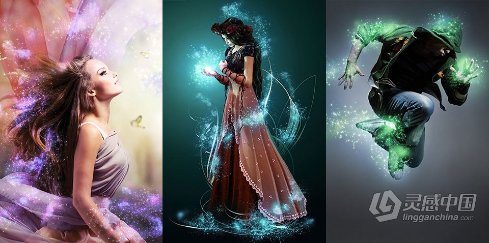 魔法光效尘埃PS动作 Magic Dust Photoshop Action 附视频教程  福风灵感网 www.ffidea.com