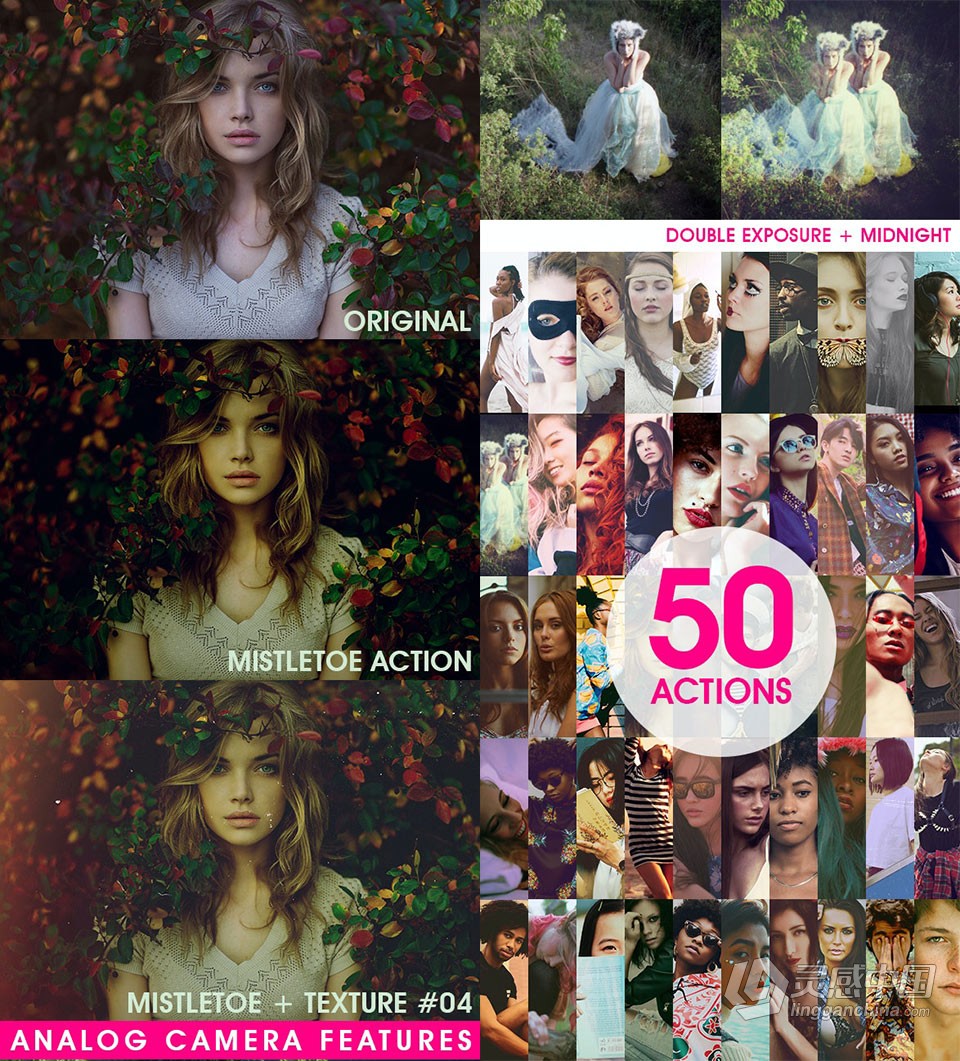 模拟电影胶片调色动作6个+纹理素材合集 Film Emulation: Actions and Textures Bundle  福风灵感网 www.ffidea.com