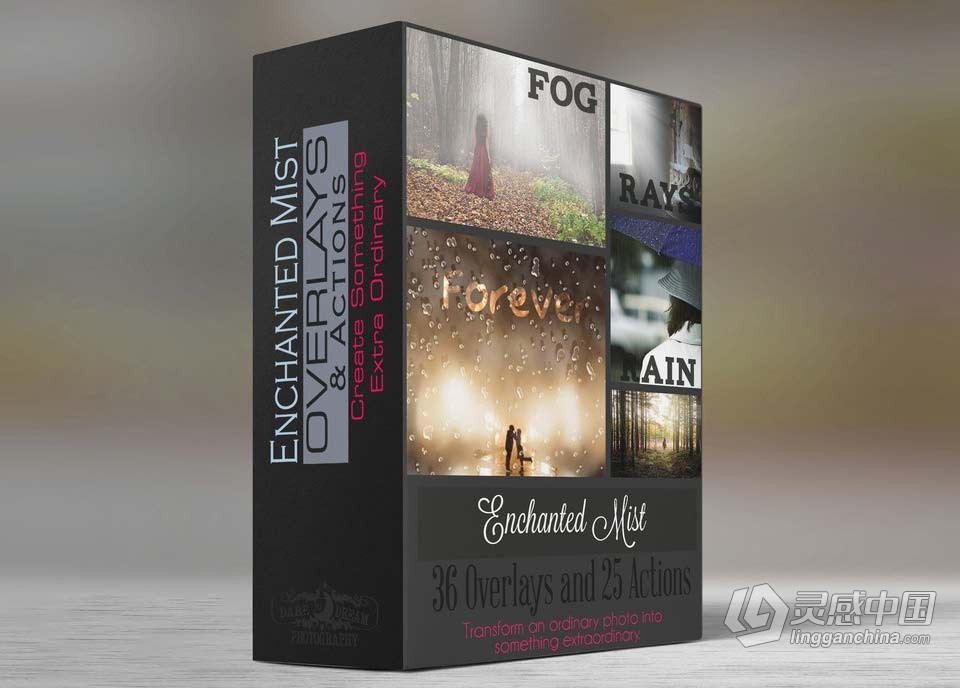 PS光线雨雪叠加特效调色PS动作 Enchanted Mist - Photoshop Actions &amp; Overlays Collection 附视  福风灵感网 www.ffidea.com