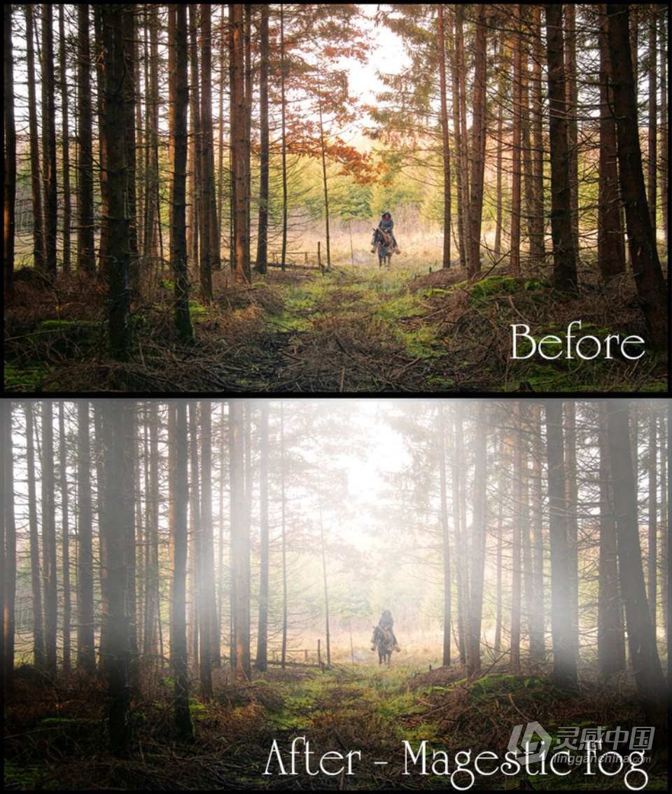 PS光线雨雪叠加特效调色PS动作 Enchanted Mist - Photoshop Actions &amp; Overlays Collection 附视  福风灵感网 www.ffidea.com
