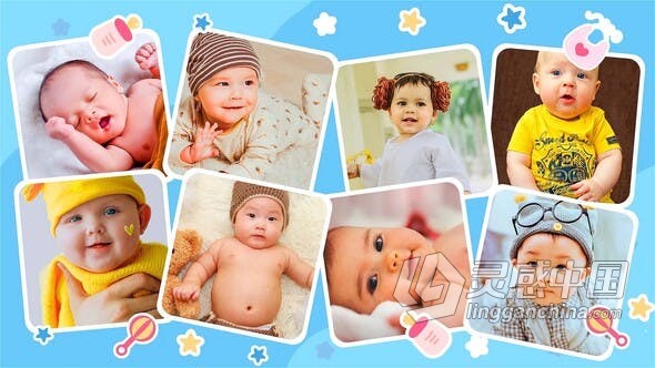 AE模板-软萌可爱儿童相册宝贝成长纪录册视频专辑工程文件下载  福风灵感网 www.ffidea.com