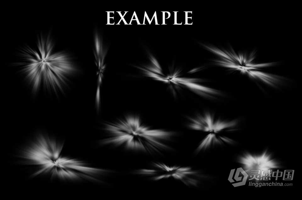 83种自然光线放射光爆裂光线艺术效果PS笔刷 83 Light and Burst Brushes  福风灵感网 www.ffidea.com