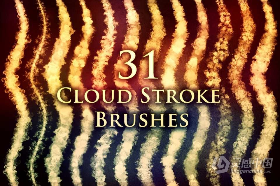 31种真实云彩白云水彩效果PS笔刷 31 Cloud Stroke Brushes  福风灵感网 www.ffidea.com
