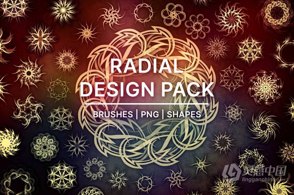 【PS笔刷】100+径向螺旋放射抽象纹理图案PS笔刷Affinity画笔Procreate笔刷 198 Simple Futuristic Circle Bru  福风灵感网 www.ffidea.com