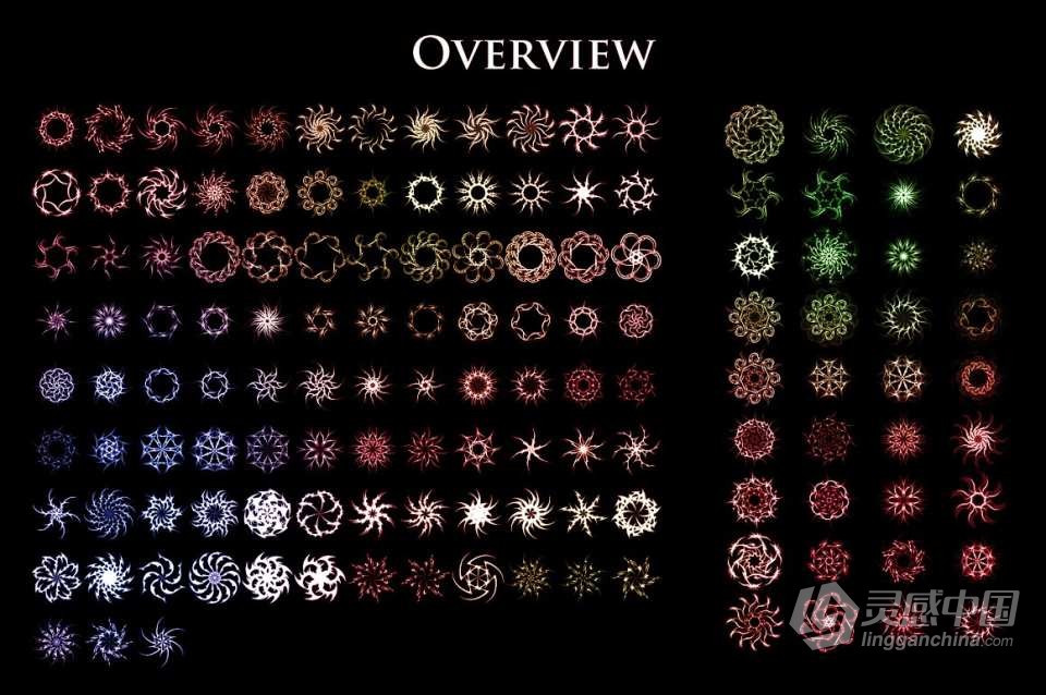 【PS笔刷】100+径向螺旋放射抽象纹理图案PS笔刷Affinity画笔Procreate笔刷 198 Simple Futuristic Circle Bru  福风灵感网 www.ffidea.com