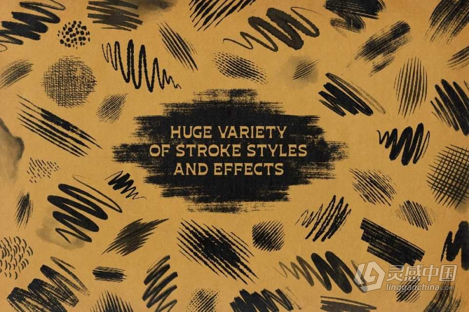 【PS笔刷】130个复古仿旧水墨画笔笔触PS笔刷 The Rusty Nib for Photoshop  福风灵感网 www.ffidea.com