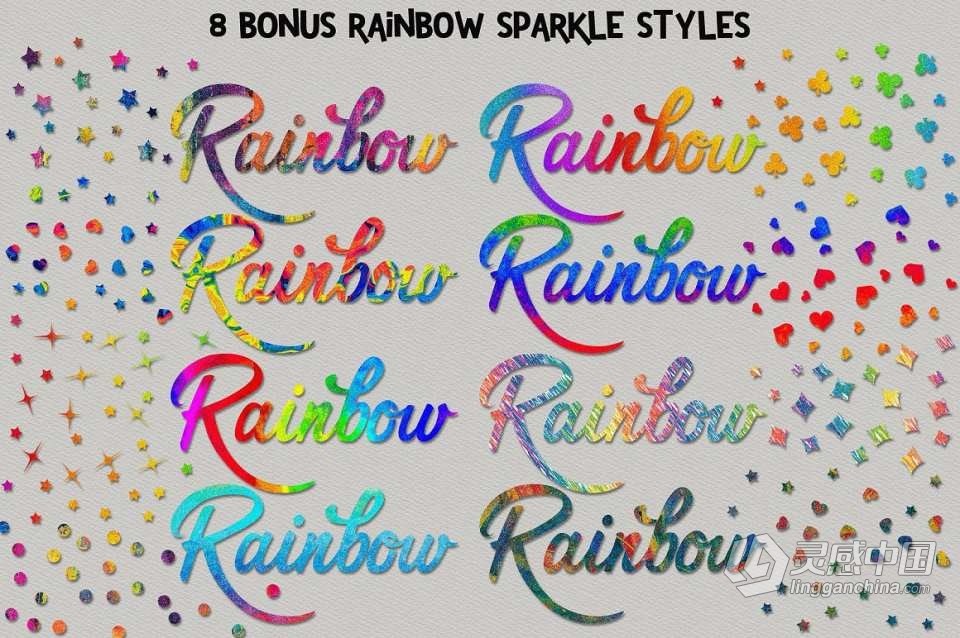 【PS样式】40款高端银质与彩虹星光PS图层样式 Silver Bling Photoshop Layer Styles  福风灵感网 www.ffidea.com