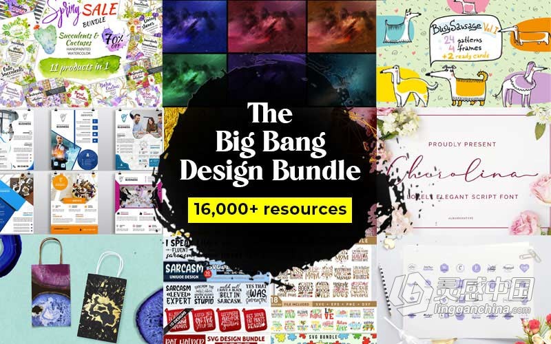 16000+商业设计贴图插画矢量图形标志艺术元素合集包 The Big Bang Design Bundle (16000+ iTems)  福风灵感网 www.ffidea.com