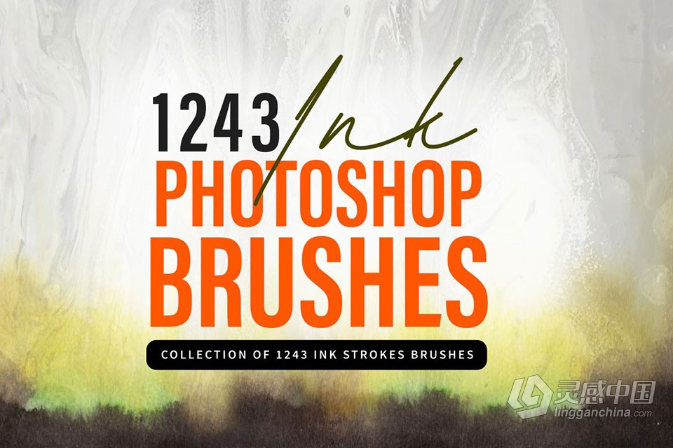 【PS笔刷】1240+中国风水墨画水墨笔触PS笔刷合集 1243 Ink Stroke Brushes for Photoshop  福风灵感网 www.ffidea.com