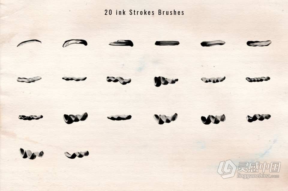 【PS笔刷】1240+中国风水墨画水墨笔触PS笔刷合集 1243 Ink Stroke Brushes for Photoshop  福风灵感网 www.ffidea.com