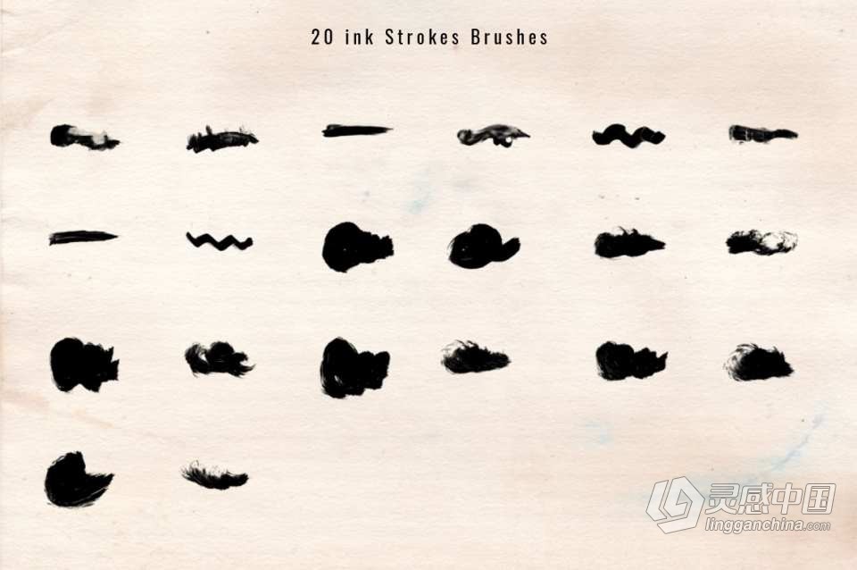 【PS笔刷】1240+中国风水墨画水墨笔触PS笔刷合集 1243 Ink Stroke Brushes for Photoshop  福风灵感网 www.ffidea.com