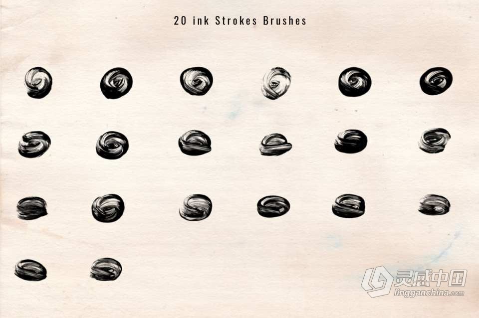 【PS笔刷】1240+中国风水墨画水墨笔触PS笔刷合集 1243 Ink Stroke Brushes for Photoshop  福风灵感网 www.ffidea.com