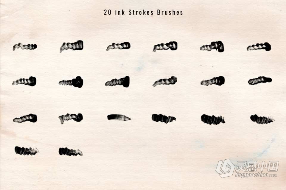 【PS笔刷】1240+中国风水墨画水墨笔触PS笔刷合集 1243 Ink Stroke Brushes for Photoshop  福风灵感网 www.ffidea.com