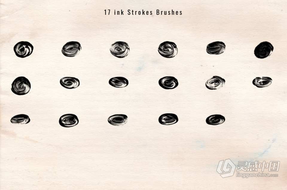 【PS笔刷】1240+中国风水墨画水墨笔触PS笔刷合集 1243 Ink Stroke Brushes for Photoshop  福风灵感网 www.ffidea.com