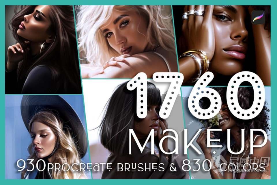 【Procreate笔刷】930人像化妆彩妆画笔套装Procreate笔刷 1760 Procreate Makeup Brushes  福风灵感网 www.ffidea.com