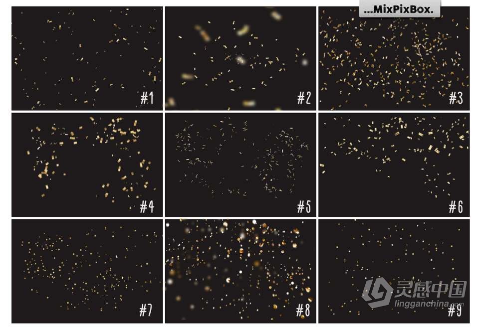 36张闪光五彩纸屑节日派对环境氛围增强PNG图片素材 Golden Confetti Photo Overlay  福风灵感网 www.ffidea.com