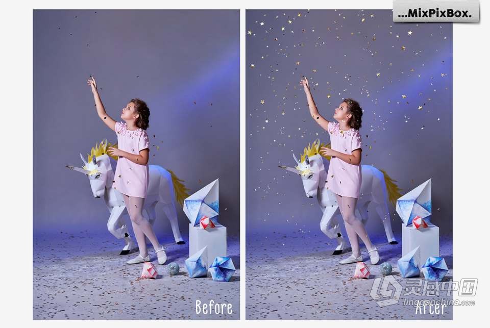 36张闪光五彩纸屑节日派对环境氛围增强PNG图片素材 Golden Confetti Photo Overlay  福风灵感网 www.ffidea.com