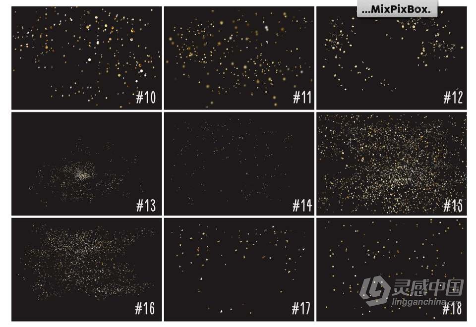 36张闪光五彩纸屑节日派对环境氛围增强PNG图片素材 Golden Confetti Photo Overlay  福风灵感网 www.ffidea.com