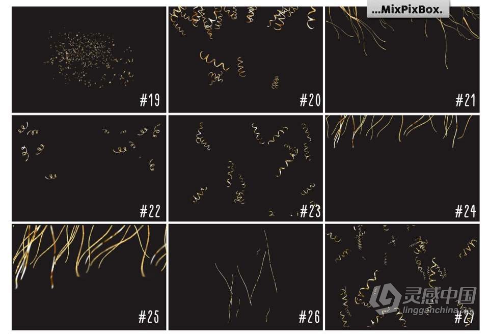 36张闪光五彩纸屑节日派对环境氛围增强PNG图片素材 Golden Confetti Photo Overlay  福风灵感网 www.ffidea.com