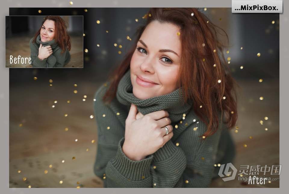 36张闪光五彩纸屑节日派对环境氛围增强PNG图片素材 Golden Confetti Photo Overlay  福风灵感网 www.ffidea.com