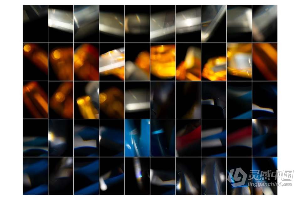 150张棱形水晶镜头漏光光效摄影后期合成叠加素材 150 Crystal Light Leak Overlay  福风灵感网 www.ffidea.com