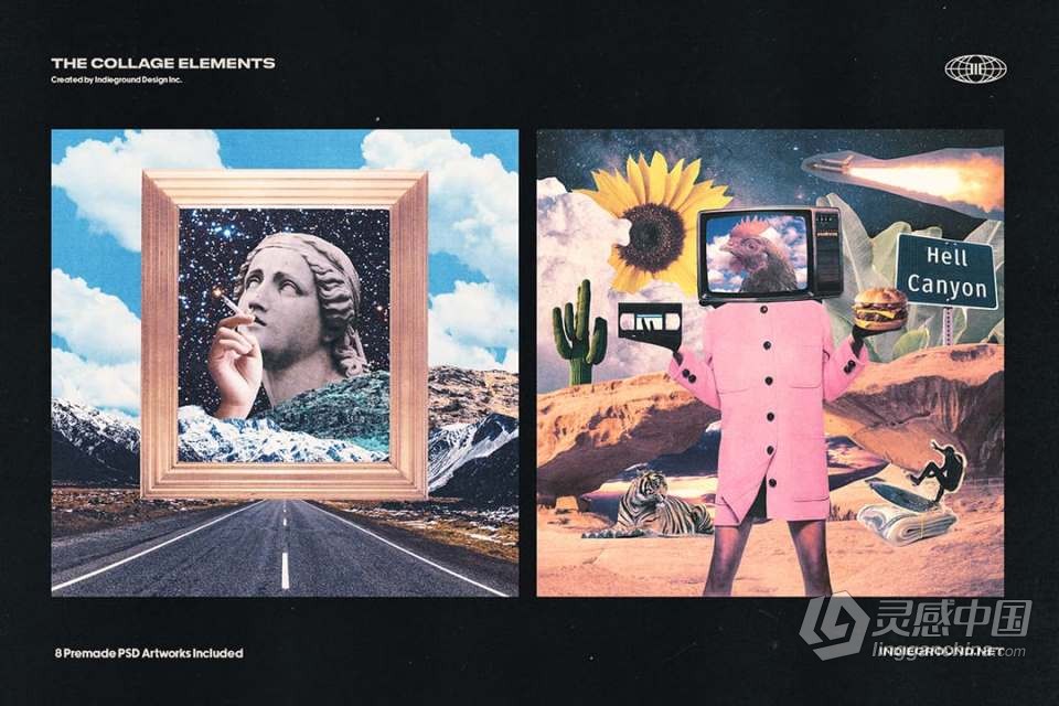 1260+老式复古杂志书籍印刷品拼贴剪切PNG元素合集 Indieground – Collage Elements  福风灵感网 www.ffidea.com