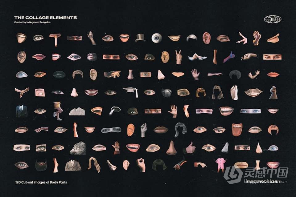 1260+老式复古杂志书籍印刷品拼贴剪切PNG元素合集 Indieground – Collage Elements  福风灵感网 www.ffidea.com