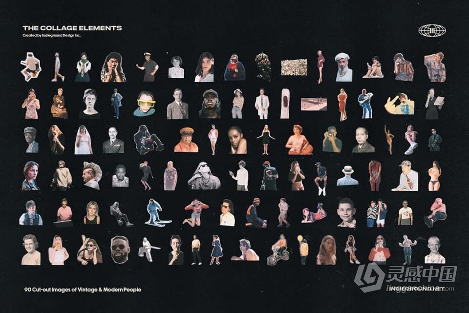 1260+老式复古杂志书籍印刷品拼贴剪切PNG元素合集 Indieground – Collage Elements  福风灵感网 www.ffidea.com