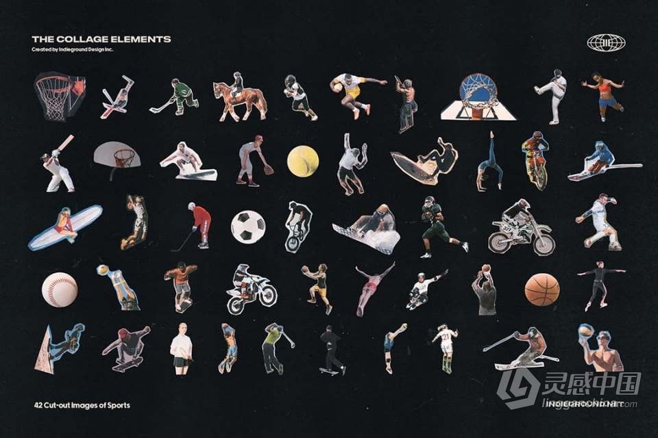 1260+老式复古杂志书籍印刷品拼贴剪切PNG元素合集 Indieground – Collage Elements  福风灵感网 www.ffidea.com