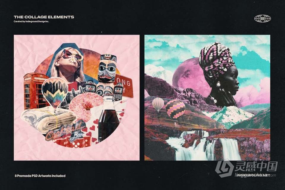 1260+老式复古杂志书籍印刷品拼贴剪切PNG元素合集 Indieground – Collage Elements  福风灵感网 www.ffidea.com