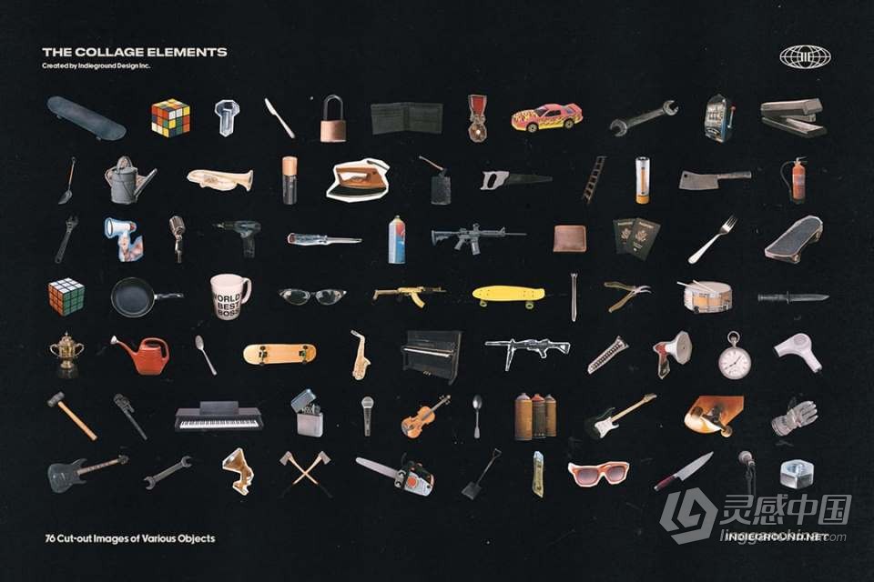 1260+老式复古杂志书籍印刷品拼贴剪切PNG元素合集 Indieground – Collage Elements  福风灵感网 www.ffidea.com