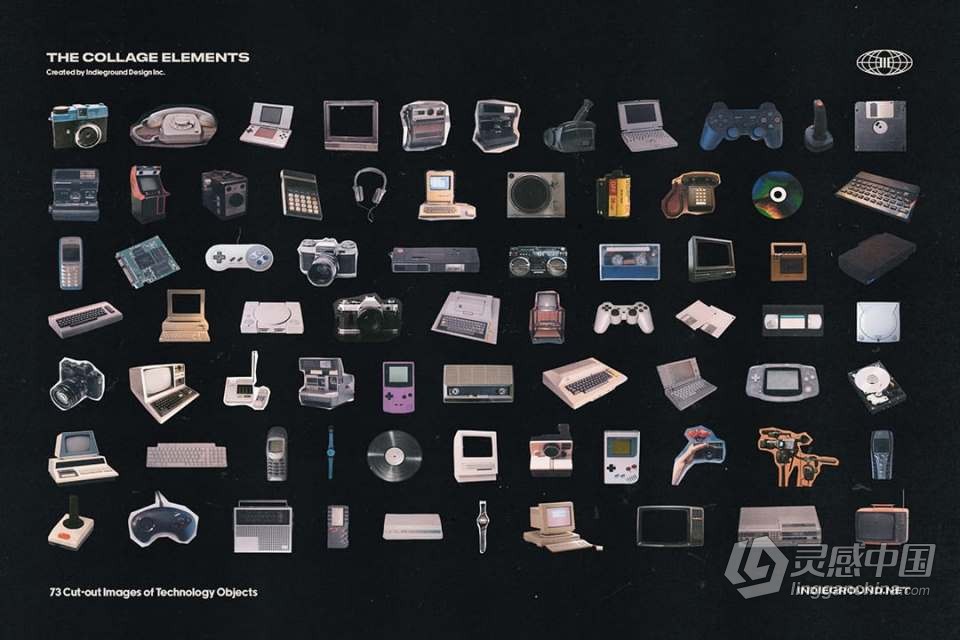 1260+老式复古杂志书籍印刷品拼贴剪切PNG元素合集 Indieground – Collage Elements  福风灵感网 www.ffidea.com