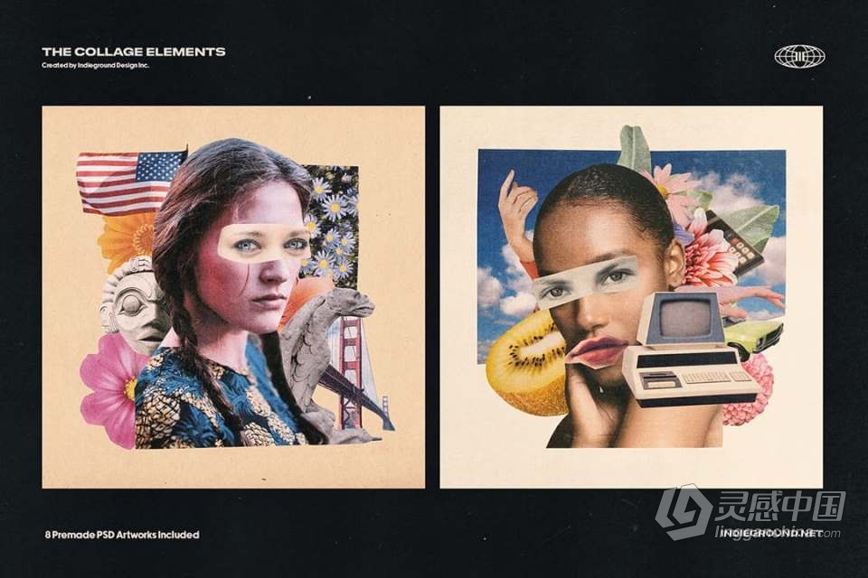 1260+老式复古杂志书籍印刷品拼贴剪切PNG元素合集 Indieground – Collage Elements  福风灵感网 www.ffidea.com