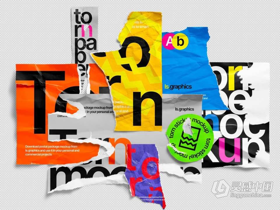 PS样机-80款撕裂纸张破损毛边褶皱做旧效果PS样机设计素材 Torn Paper Mockups  福风灵感网 www.ffidea.com