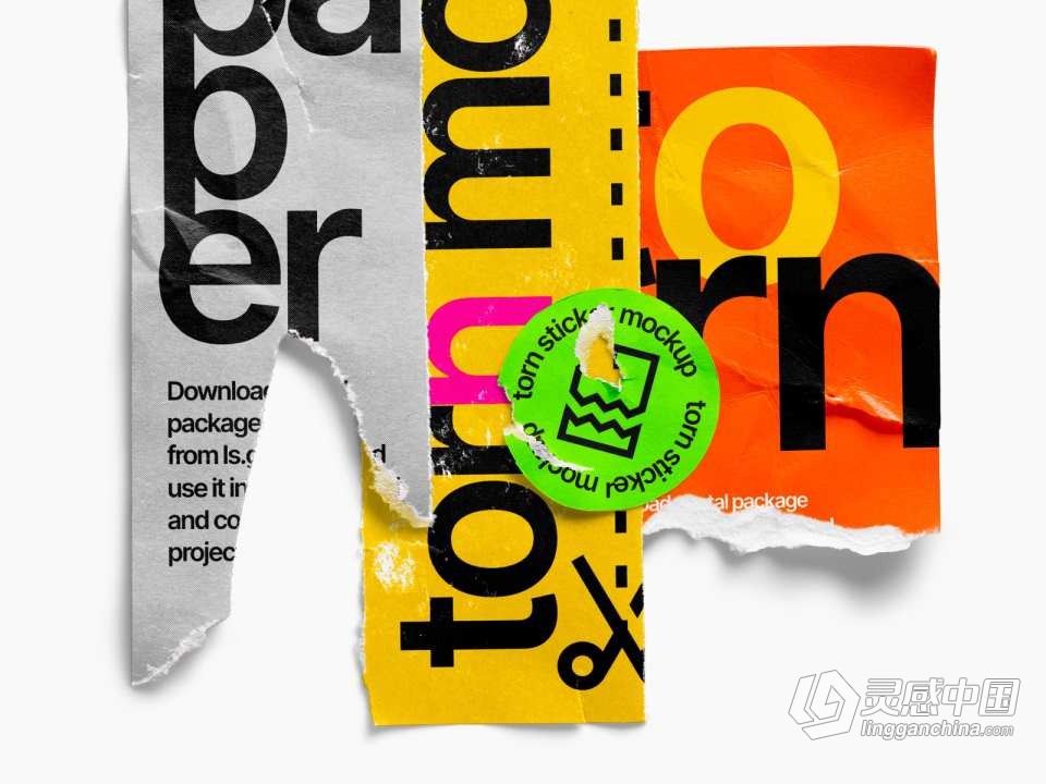 PS样机-80款撕裂纸张破损毛边褶皱做旧效果PS样机设计素材 Torn Paper Mockups  福风灵感网 www.ffidea.com