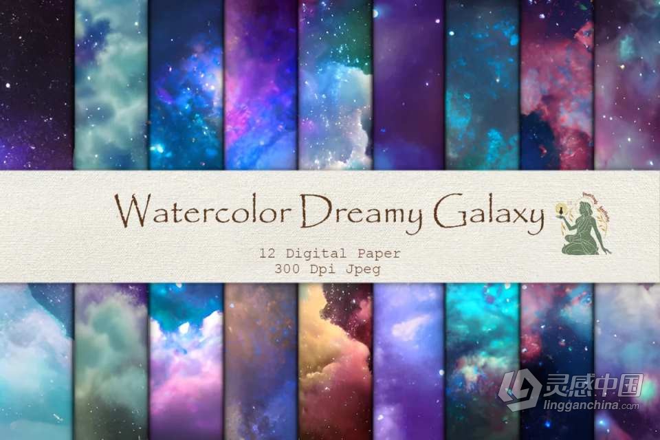 12款水彩梦幻天空宇宙夜空星云背景设计合成图片素材 Watercolor Dreamy Fantasy Digital Paper  福风灵感网 www.ffidea.com