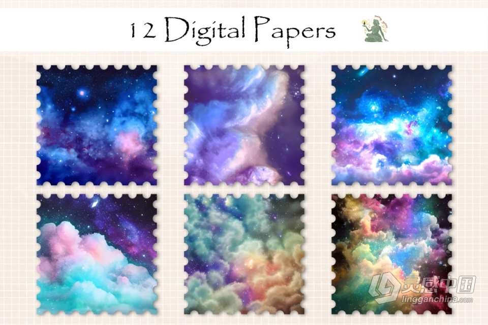 12款水彩梦幻天空宇宙夜空星云背景设计合成图片素材 Watercolor Dreamy Fantasy Digital Paper  福风灵感网 www.ffidea.com